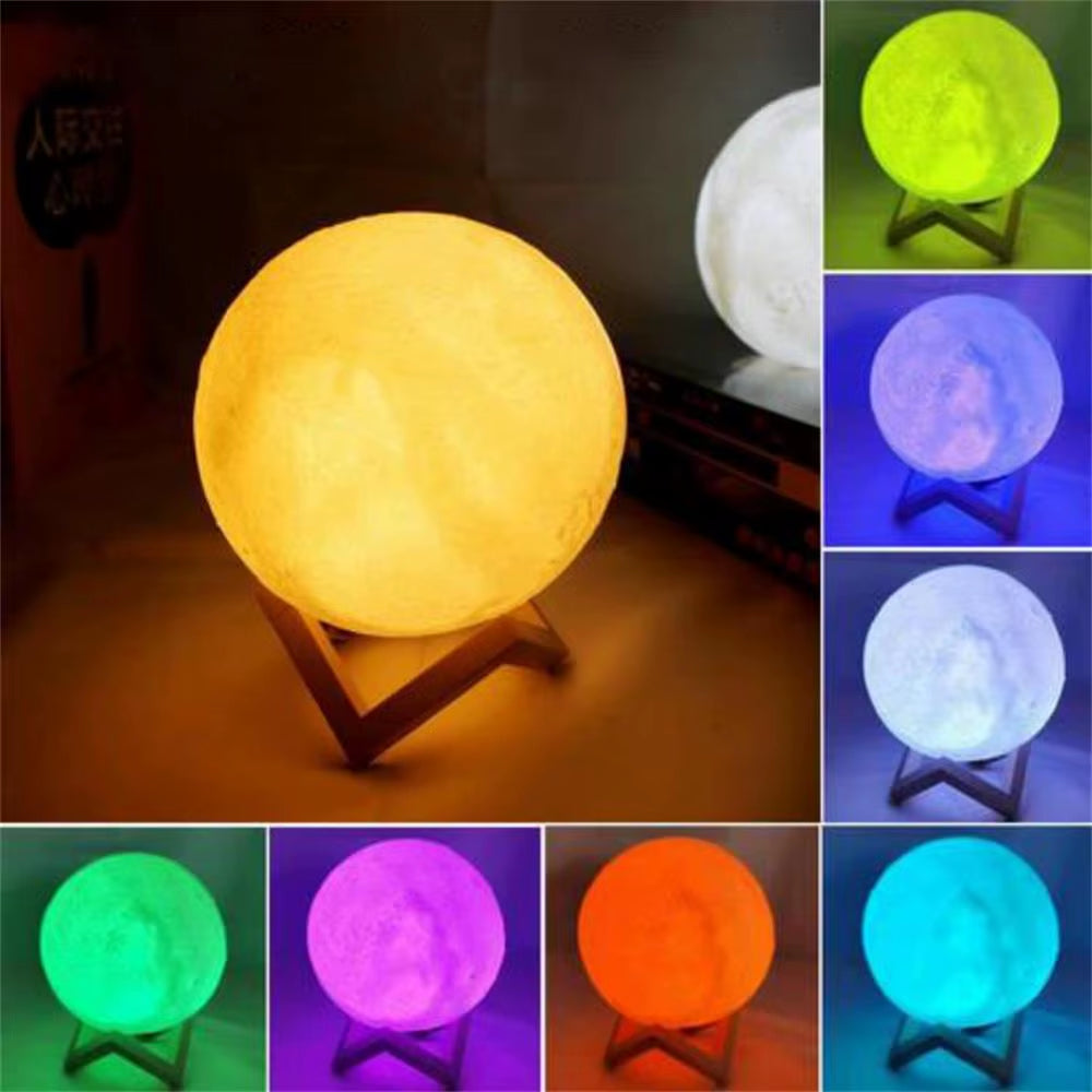 3D Print Moon Lamp LED Night Light Battery Powered with Stand Starry Lamp Bedroom Bedside Home Decor Night Light Children'S Gift